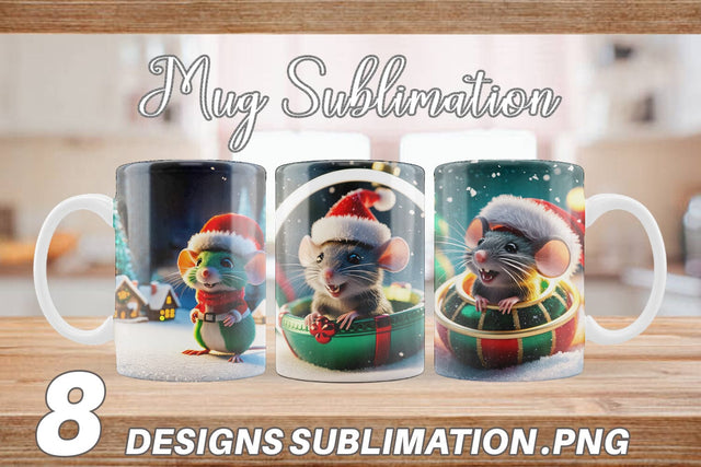 Mug Wrap Christmas Mouse Sublimation artnoy 