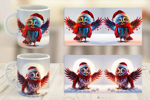 Mug Wrap Christmas Owl Sublimation artnoy 