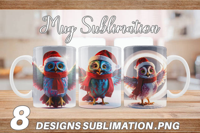 Mug Wrap Christmas Owl Sublimation artnoy 