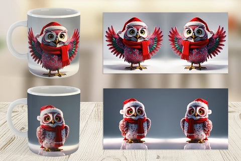 Mug Wrap Christmas Owl Sublimation artnoy 