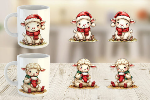 Mug Wrap Christmas Patchwork Sheep Sublimation artnoy 