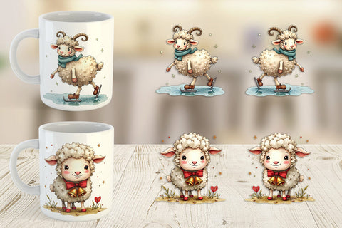 Mug Wrap Christmas Patchwork Sheep Sublimation artnoy 