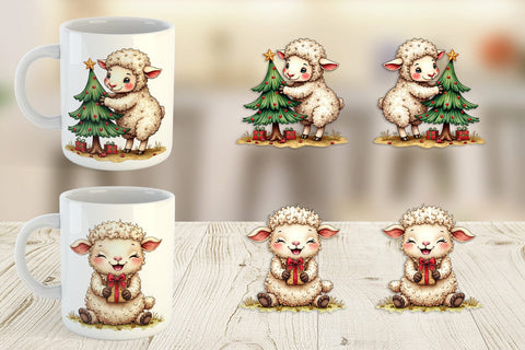 Mug Wrap Christmas Patchwork Sheep Sublimation artnoy 