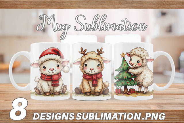 Mug Wrap Christmas Patchwork Sheep Sublimation artnoy 