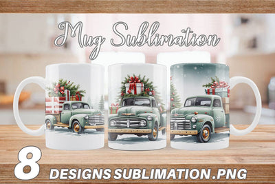 Mug Wrap Christmas Pickup Truck Sublimation artnoy 