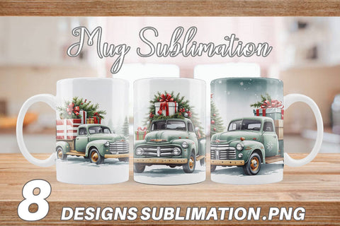 Mug Wrap Christmas Pickup Truck Sublimation artnoy 