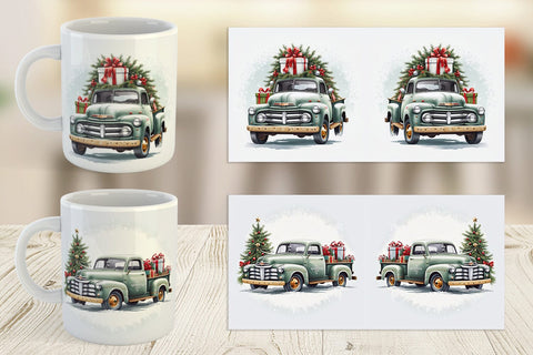 Mug Wrap Christmas Pickup Truck Sublimation artnoy 