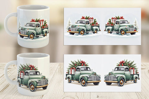 Mug Wrap Christmas Pickup Truck Sublimation artnoy 