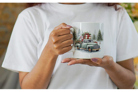Mug Wrap Christmas Pickup Truck Sublimation artnoy 