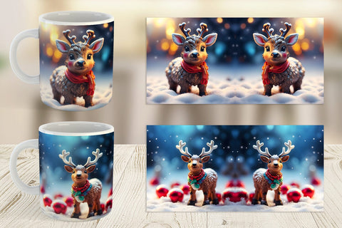 Mug Wrap Christmas Reindeer Sublimation artnoy 