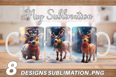 Mug Wrap Christmas Reindeer Sublimation artnoy 