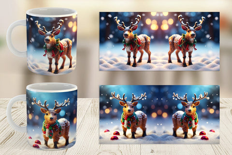 Mug Wrap Christmas Reindeer Sublimation artnoy 