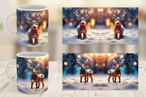 Mug Wrap Christmas Reindeer Sublimation artnoy 