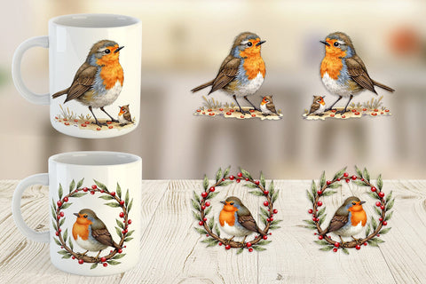 Mug Wrap Christmas Robin Wonders Sublimation artnoy 