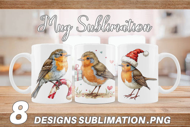 Mug Wrap Christmas Robin Wonders Sublimation artnoy 