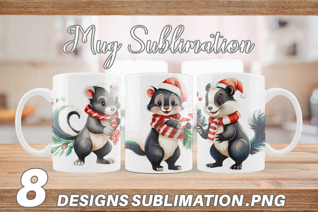 Mug Wrap Christmas Skunk Sublimation artnoy 