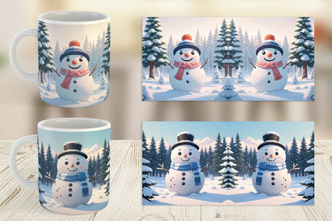 Mug Wrap Christmas Snowman Sublimation artnoy 