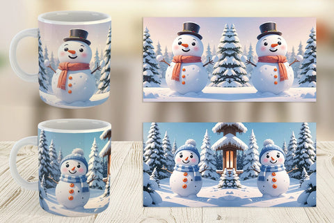 Mug Wrap Christmas Snowman Sublimation artnoy 