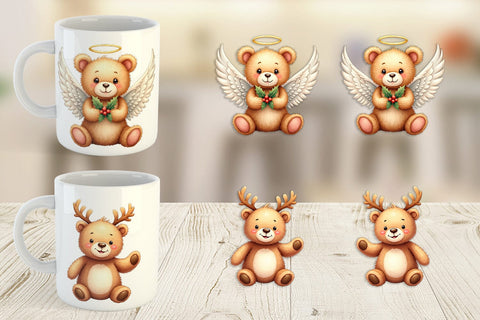 Mug Wrap Christmas Teddy Bear Sublimation artnoy 