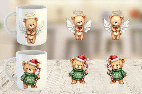 Mug Wrap Christmas Teddy Bear Sublimation artnoy 