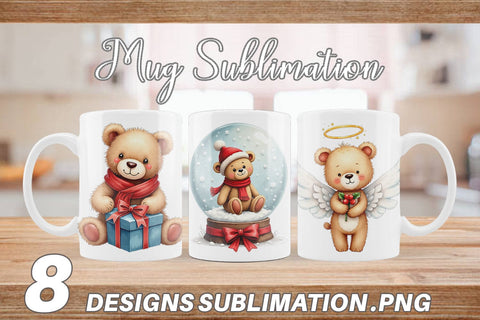 Mug Wrap Christmas Teddy Bear Sublimation artnoy 