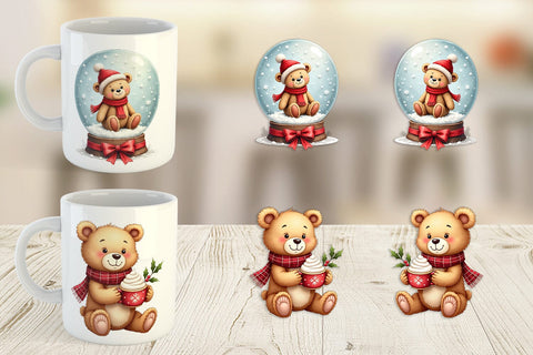 Mug Wrap Christmas Teddy Bear Sublimation artnoy 