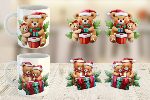 Mug Wrap Christmas Teddy Bears Sublimation artnoy 