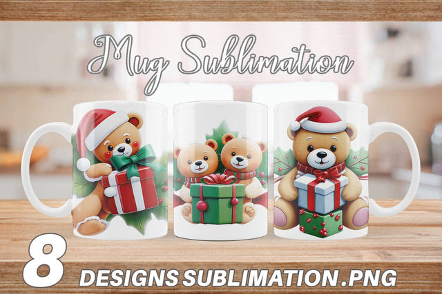 Mug Wrap Christmas Teddy Bears Sublimation artnoy 