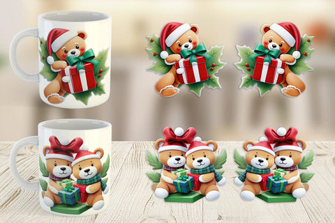 Mug Wrap Christmas Teddy Bears Sublimation artnoy 