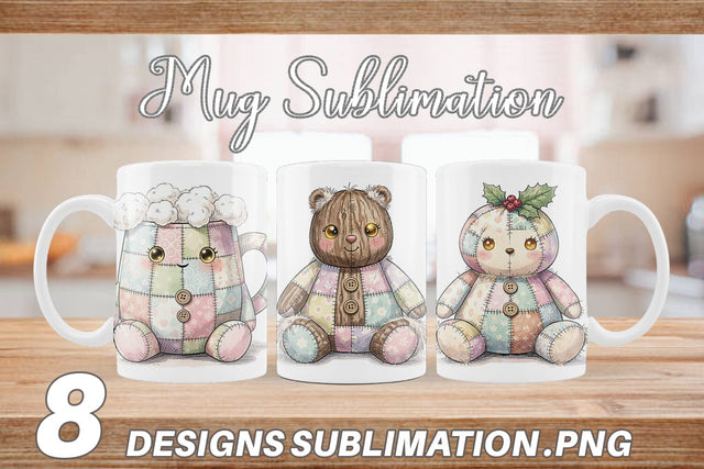 Mug Wrap Christmas Treat Patchwork Watercolor Sublimation artnoy 