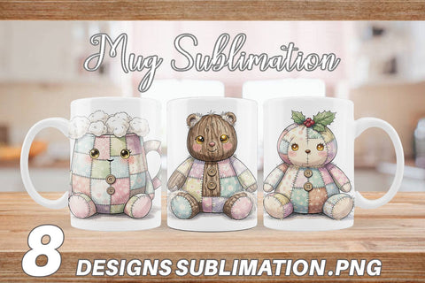 Mug Wrap Christmas Treat Patchwork Watercolor Sublimation artnoy 