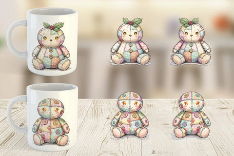 Mug Wrap Christmas Treat Patchwork Watercolor Sublimation artnoy 