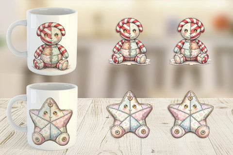 Mug Wrap Christmas Treat Patchwork Watercolor Sublimation artnoy 