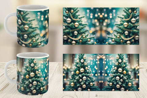 Mug Wrap Christmas Tree Bokeh Sublimation artnoy 