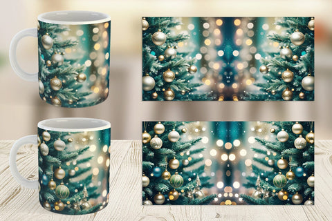 Mug Wrap Christmas Tree Bokeh Sublimation artnoy 