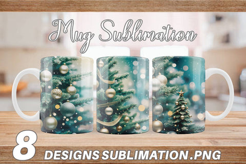 Mug Wrap Christmas Tree Bokeh Sublimation artnoy 
