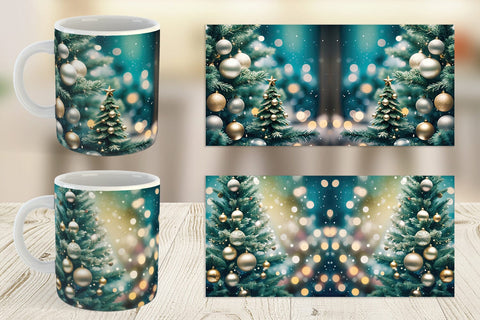 Mug Wrap Christmas Tree Bokeh Sublimation artnoy 
