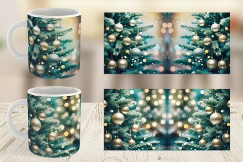 Mug Wrap Christmas Tree Bokeh Sublimation artnoy 