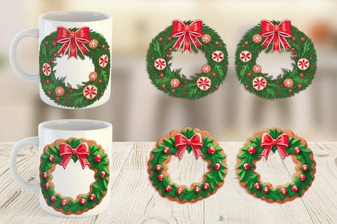 Mug Wrap Christmas Wreath Sublimation artnoy 
