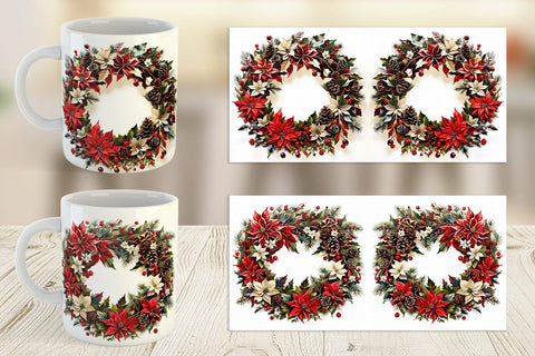 Mug Wrap Christmas Wreath Sublimation artnoy 