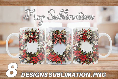 Mug Wrap Christmas Wreath Sublimation artnoy 