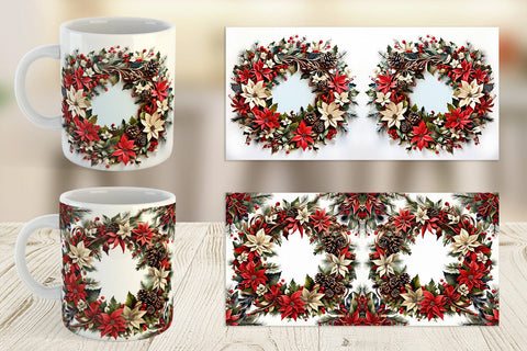 Mug Wrap Christmas Wreath Sublimation artnoy 