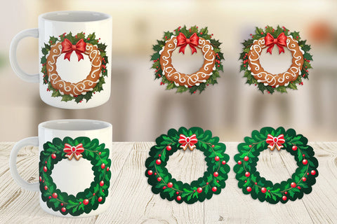 Mug Wrap Christmas Wreath Sublimation artnoy 