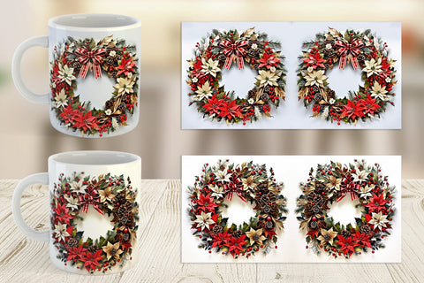 Mug Wrap Christmas Wreath Sublimation artnoy 