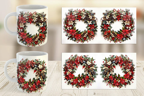 Mug Wrap Christmas Wreath Sublimation artnoy 