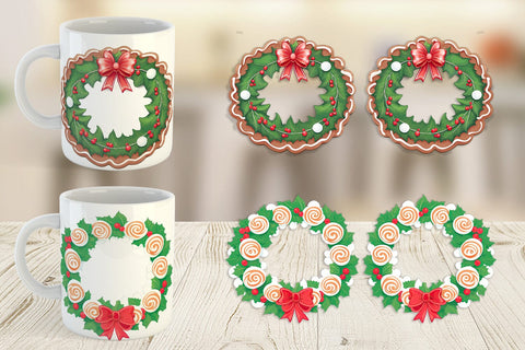Mug Wrap Christmas Wreath Sublimation artnoy 