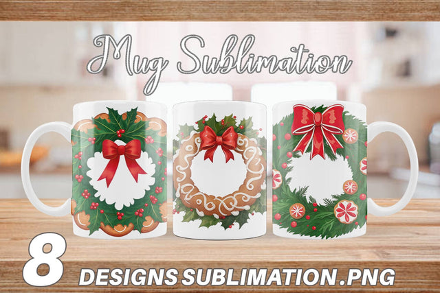 Mug Wrap Christmas Wreath Sublimation artnoy 