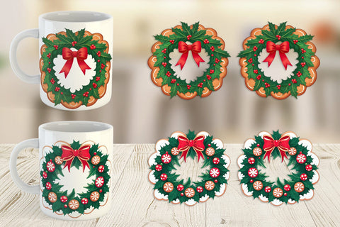 Mug Wrap Christmas Wreath Sublimation artnoy 
