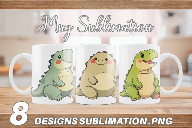 Mug Wrap Chubby Dinosaur Sublimation artnoy 