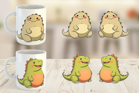 Mug Wrap Chubby Dinosaur Sublimation artnoy 
